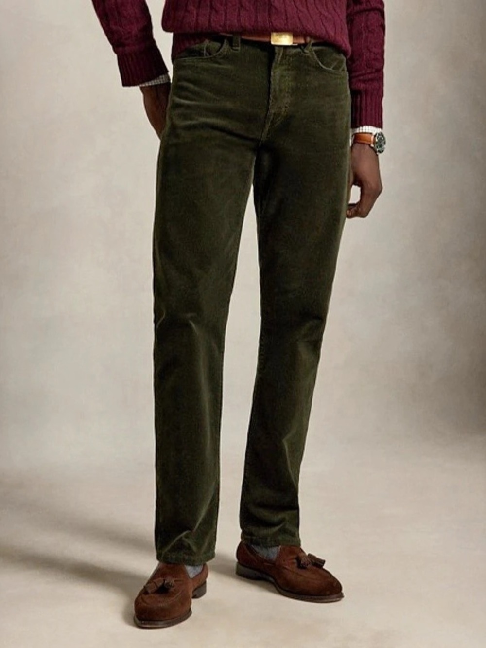Polo Ralph Lauren Men’s Dark Green Corduroy Pants 33x30 Stretch Chino